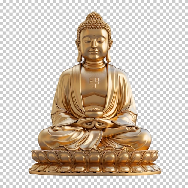 PSD gelukkige boeddha purnima gouden boeddha standbeeld vesak dag festival geïsoleerd op transparante achtergrond