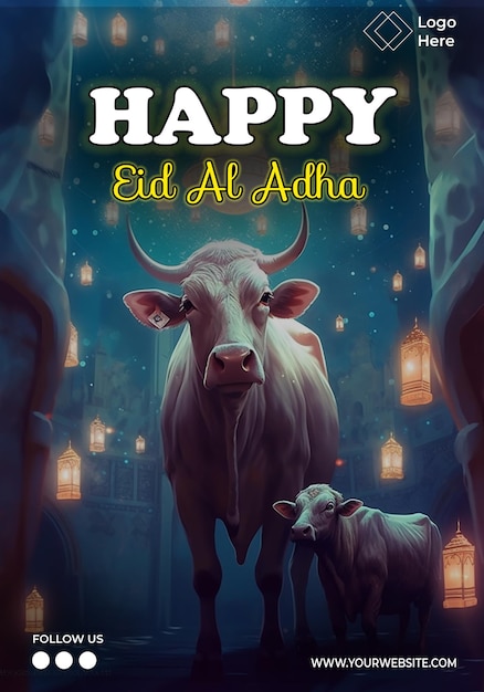 Gelukkige Eid Al Adha-postersjabloon bewerkbaar