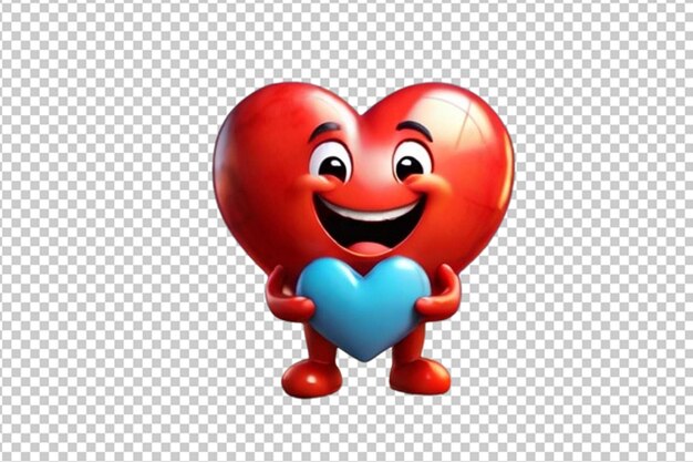 Gelukkige emoji emoticon die een groot rood hart omhelst