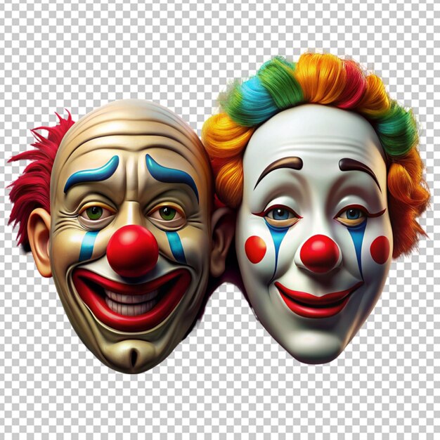 PSD gelukkige en droevige clownmaskers.