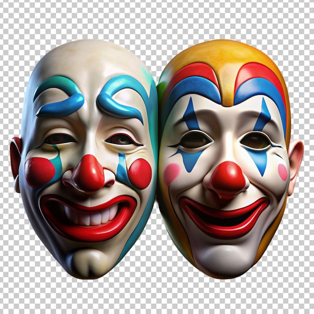 PSD gelukkige en droevige clownmaskers.