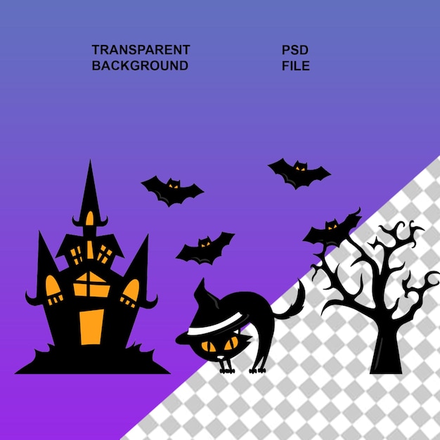 Gelukkige halloween grafiek png op transparante geïsoleerde achtergrond
