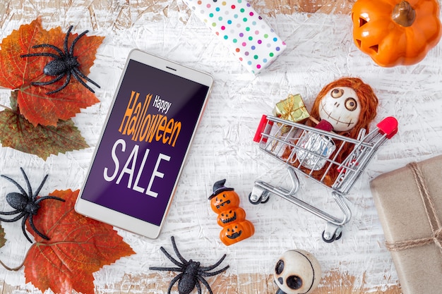 Gelukkige Halloween-het modelbanner van verkoopsmartphone