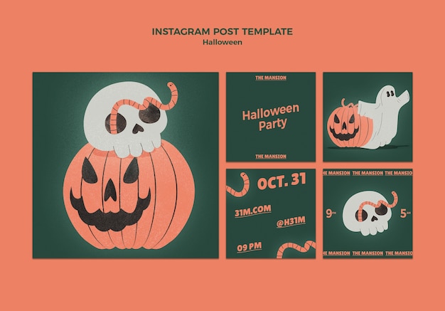 PSD gelukkige halloween instagram-berichten