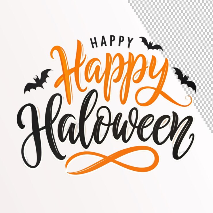 PSD gelukkige halloween-letters op doorzichtige achtergrond