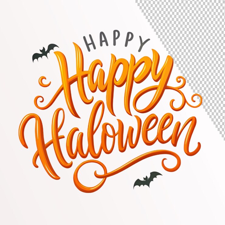 PSD gelukkige halloween-letters op doorzichtige achtergrond