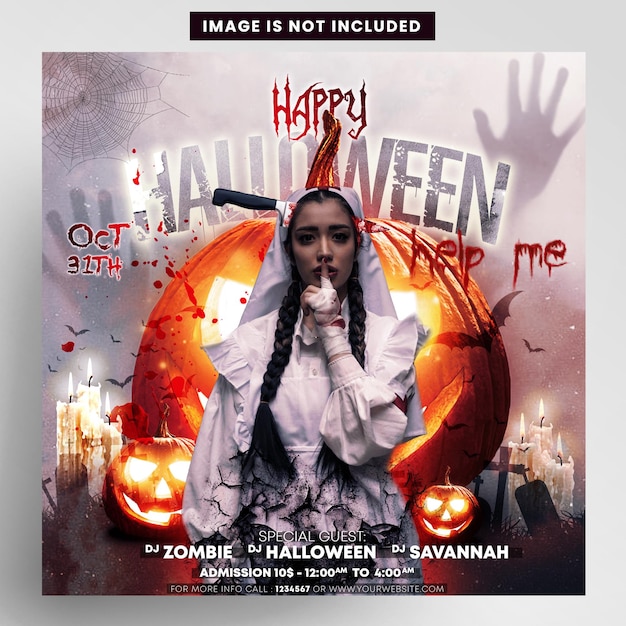 Gelukkige halloween nacht instagram banner flyer