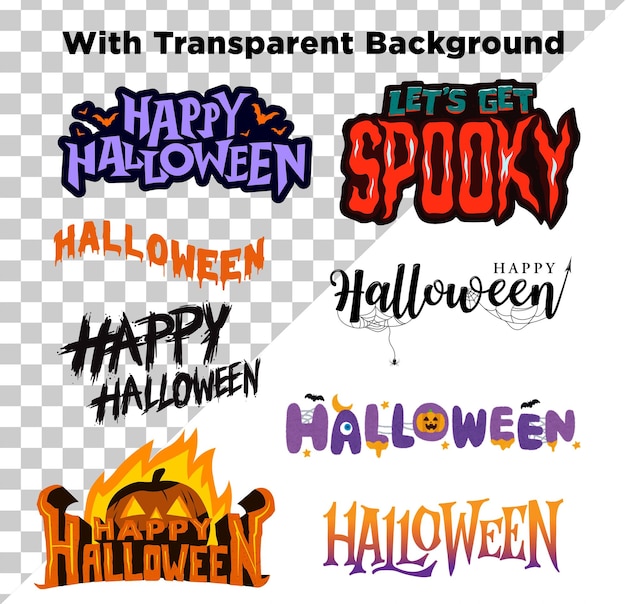 Gelukkige Halloween ontwerpen geïsoleerd op doorzichtige achtergrond
