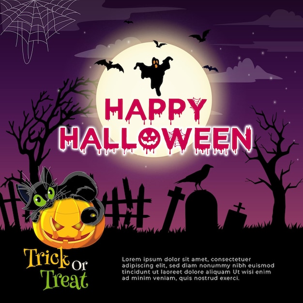 Gelukkige Halloween pompoenen social media banner