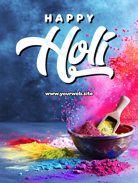 Gelukkige holi poster sjabloon met kleurrijke achtergrond