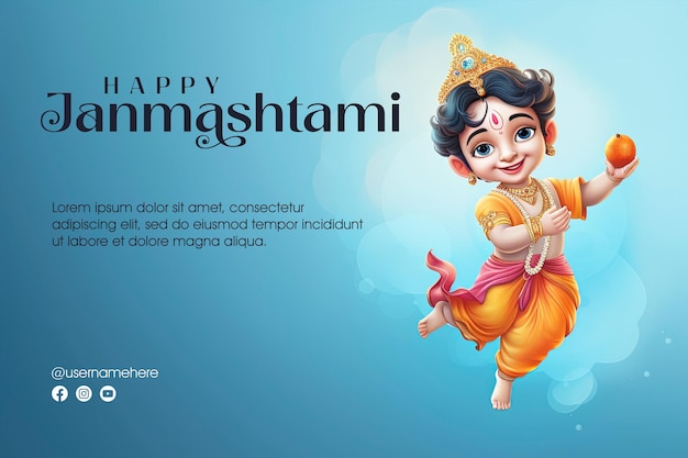 PSD gelukkige janmashtami sociale media post of banner