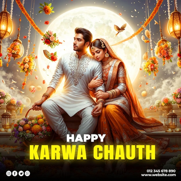 Gelukkige Karwa Chauth festival social media post