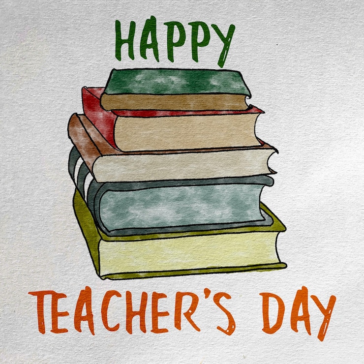 PSD gelukkige leraren dag aquarel vector boeken illustratie