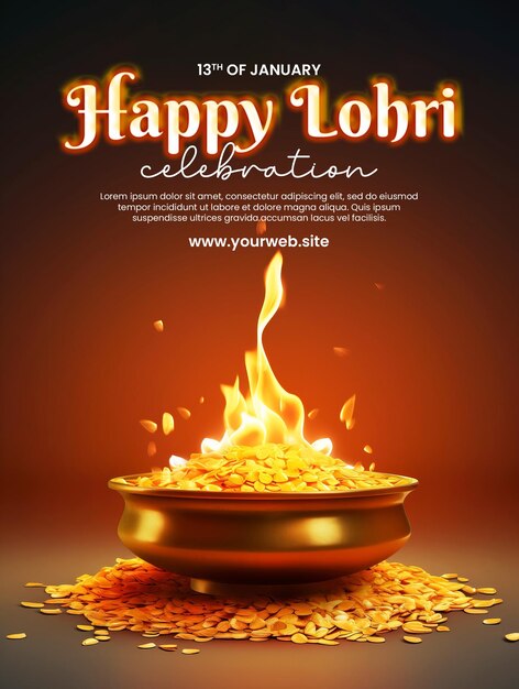 Gelukkige lohri viering poster sjabloon en media sociale post