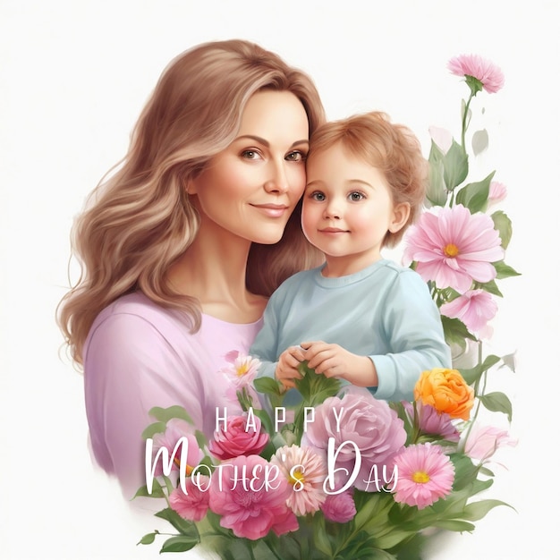 Gelukkige moederdag illustratie afbeelding voor poster of achtergrond