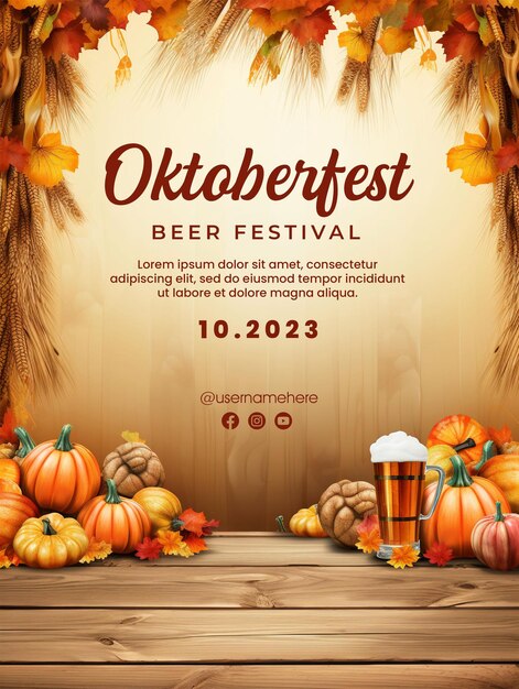 PSD gelukkige oktoberfest bierfestival sociale media poster