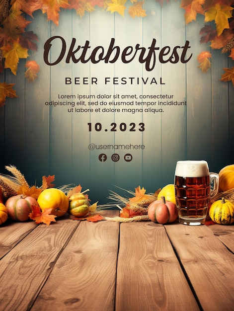 PSD gelukkige oktoberfest bierfestival sociale media poster