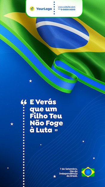 PSD gelukkige onafhankelijkheid van brazilië social media sjabloon