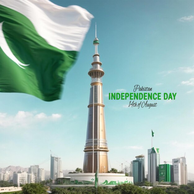 Gelukkige onafhankelijkheidsdag pakistan sociale media instagram post ontwerp sjabloon achtergrond