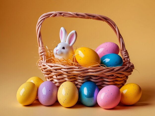 Gelukkige paasdag illustratie met kleurrijk geschilderd ei en realistische paas achtergrond