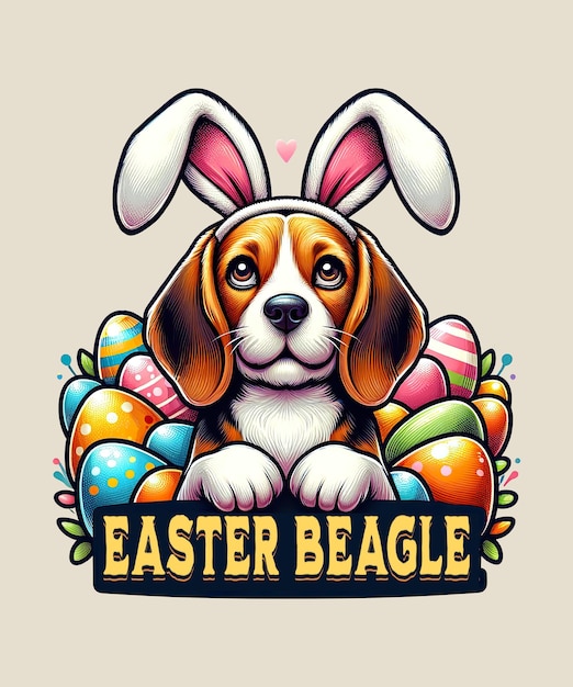 PSD gelukkige paaskonijn beagle lovers met paaseieren