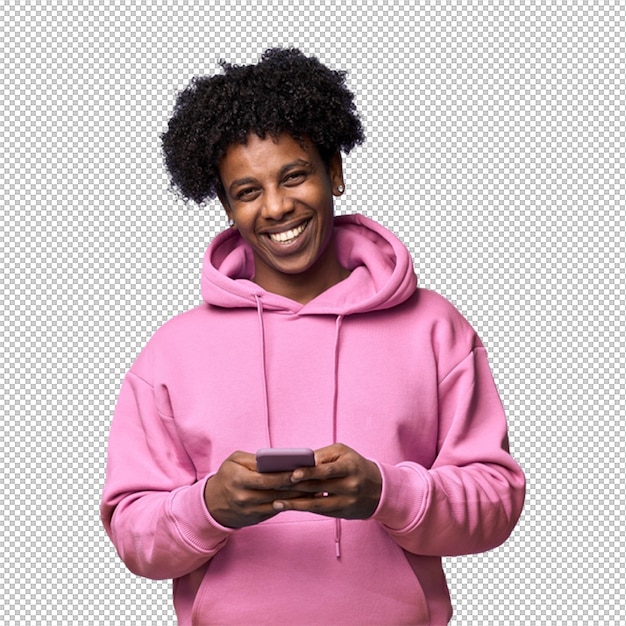 Gelukkige persoon met een telefoon