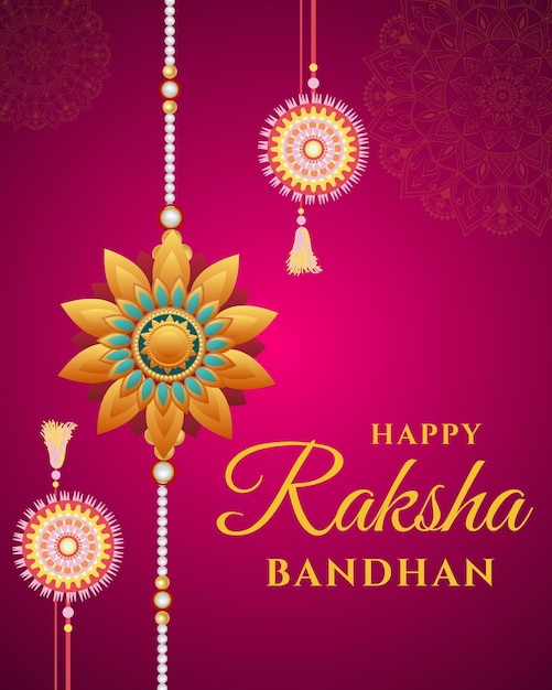Gelukkige Raksha Bandhan Banner Poster en Instagram Post Template