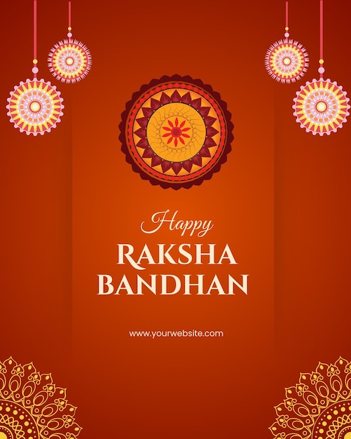 Gelukkige Raksha Bandhan Banner Poster en Instagram Post Template