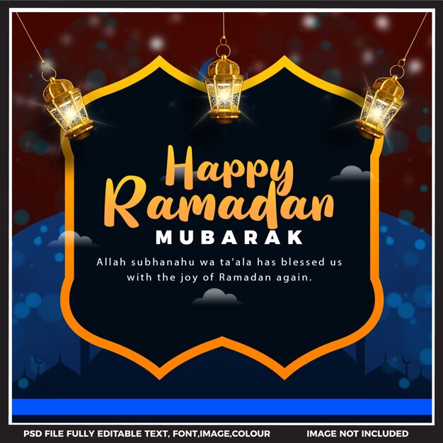 Gelukkige Ramadan Kareem Mubarak social media post sjabloon