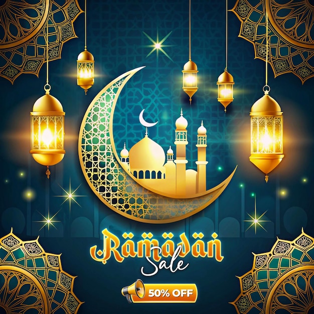 Gelukkige Ramadan Kareem Post sjabloon Ontwerp