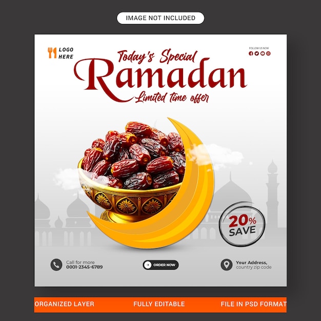 Gelukkige Ramadan Mubarak sociale media post ontwerp