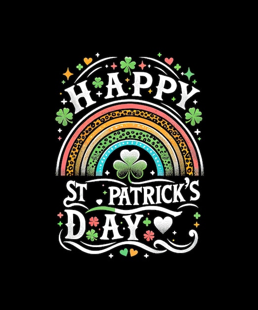 PSD gelukkige st. patrick's day leopard print regenboog shamrock iers