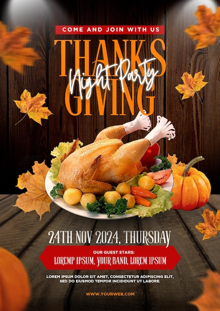 PSD gelukkige thanksgiving day post design psd-sjabloon