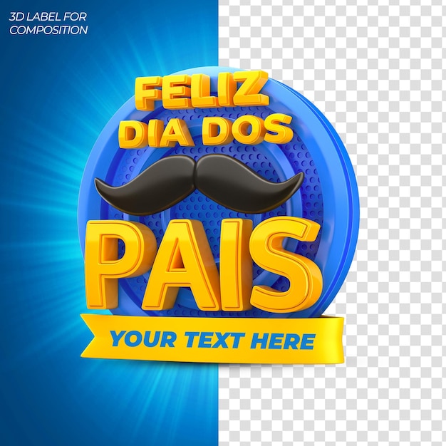 gelukkige vadersdag met blauw podium voor Braziliaanse campagnes 3d render