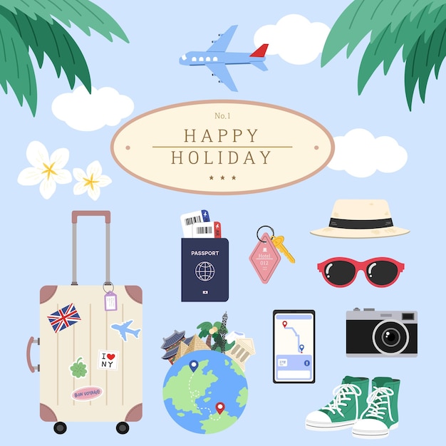 Gelukkige vakantie reis illustratie