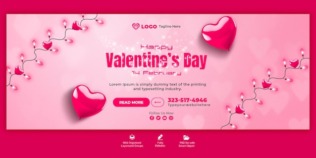 Gelukkige Valentijnsdag korting verkoop Facebook cover en social media post sjabloon