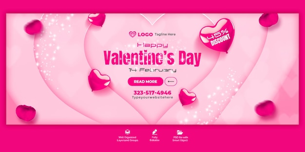 Gelukkige Valentijnsdag korting verkoop Facebook cover en social media post sjabloon