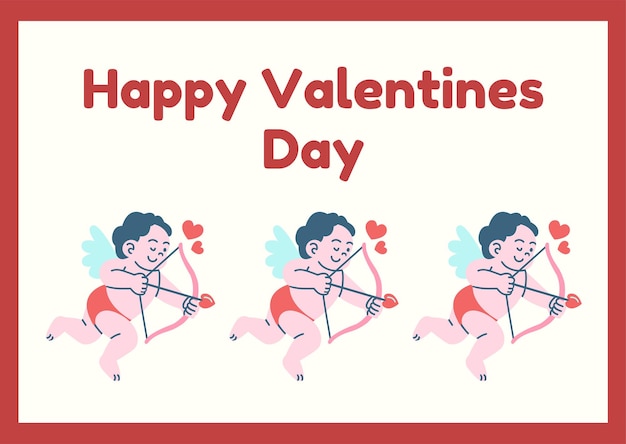 Gelukkige Valentijnsdag schattige Cupido tekening doodle hand tekening groeten kaart