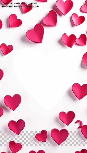 PSD gelukkige valentijnsdag tekst met hartvormige liefde effect 3d op doorzichtige achtergrond