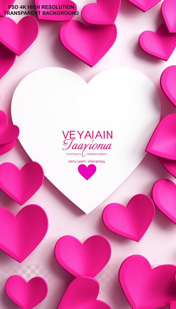 PSD gelukkige valentijnsdag tekst met hartvormige liefde effect 3d op doorzichtige achtergrond