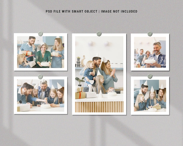 Gelukkige verjaardag fotolijst set mockup premium psd