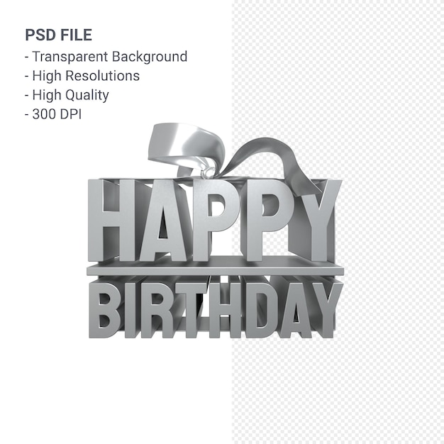 Gelukkige verjaardag met lint en boog 3d-ontwerp