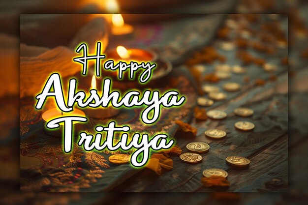 Gelukkige viering van akshaya tritiya dag en gouden munten india festival voor sociale media post