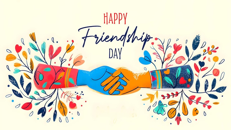 PSD gelukkige vriendschapsdag facebook cover met vrienden die elkaar de hand houden en geloften maken