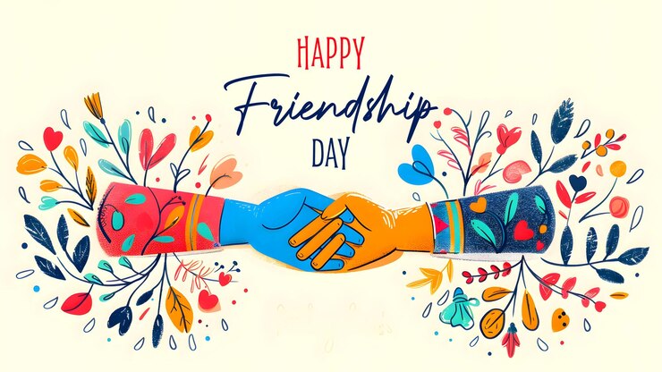 PSD gelukkige vriendschapsdag facebook cover met vrienden die elkaar de hand houden en geloften maken