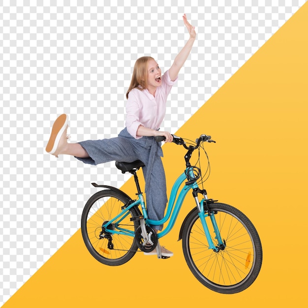 Gelukkige vrouw op een fiets