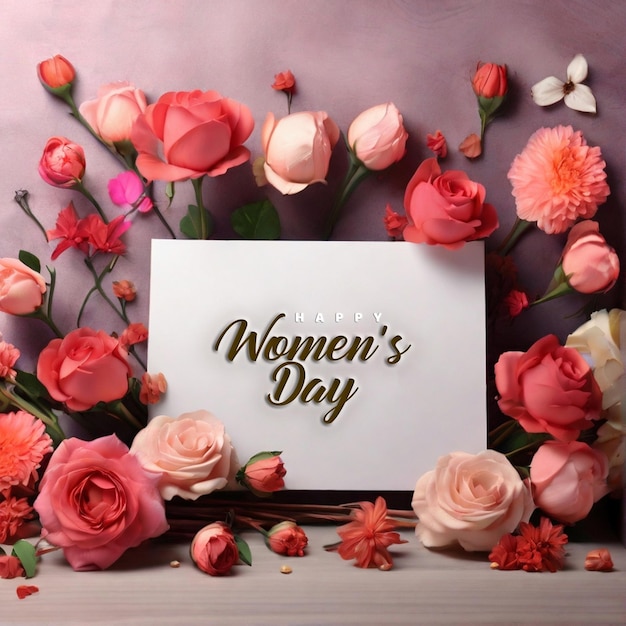Gelukkige vrouwendag viering met bloemen compositie