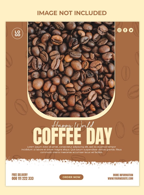 Gelukkige wereld koffie dag poster ontwerpsjabloon