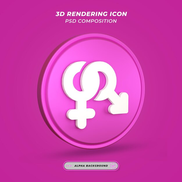 PSD icona di genere nel rendering 3d