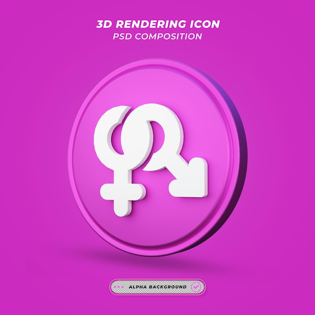 PSD gender icon in 3d rendering